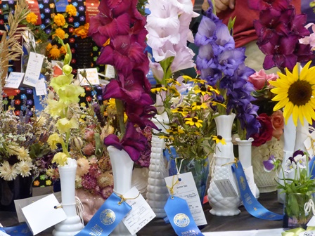 Flower Competition in Heritage Hall at Delta County Fair.